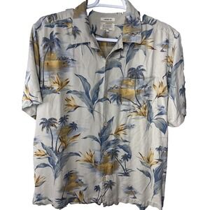 Islander Shirt Mens Extra Large Silk Floral Hawaiian Palm Washable Casual
